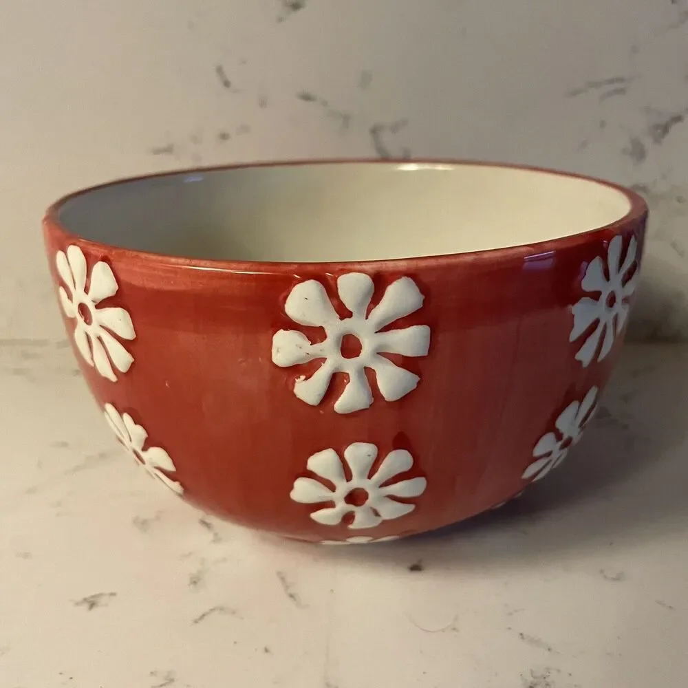 Bloom Rite Soup / Cereal Bowl Retro Vintage Groovy Flower Power Big Red Daisy‎